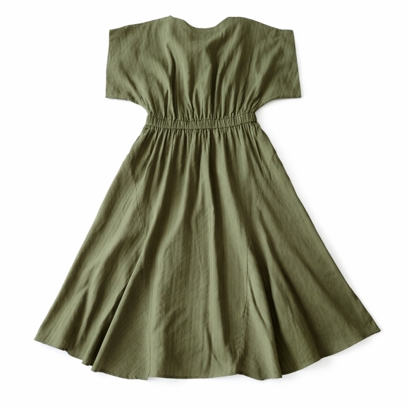 Cupshe Olive Green Midi Dress Size L Flowy V-Neck Boho - Picture 5 of 7